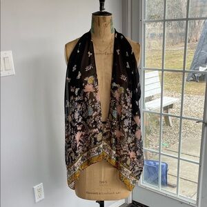Black Floral convertible scarf vest